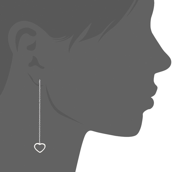 925 Heart Threader Earrings - Picture 6 of 7